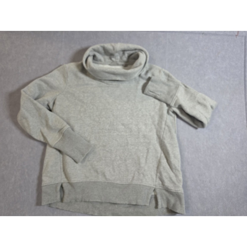 Athleta Heather Gray Long Sleeve Funnel Fleece Sweatshirt Top Sz S Cowl Neck